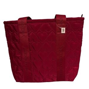 NWT Victoria's Secret Heart-Quilted Red Puff Tote